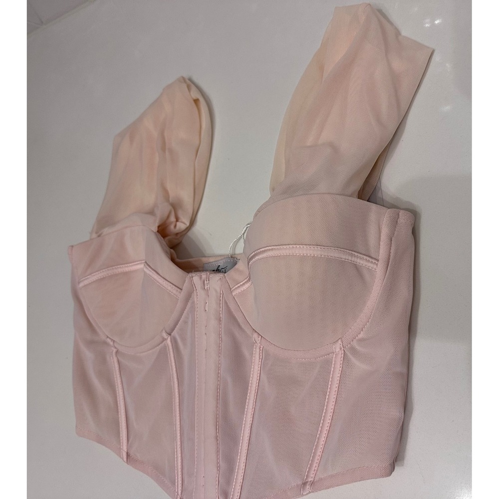 Oh Polly Mesh Corset Top Blush Pink NWT Size 4 / UK 8 - Picture 1 of 4